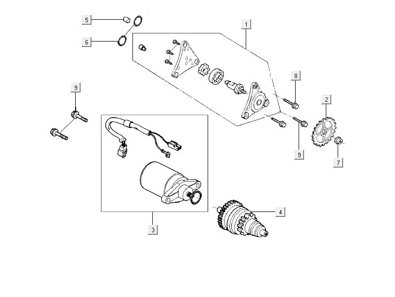 Motorino di avviamento - Bendix - Pompa olio Kymco City 16' 4 tempi grigio scuro