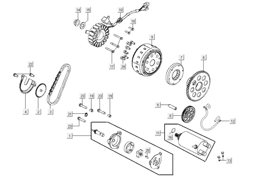 Motorino di avviamento Kymco Xciting 400i nero perlato