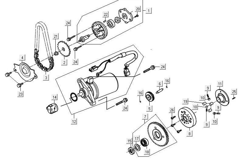 Motorino di avviamento Kymco Maxxer 90 Nero