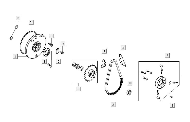 Trasmissione d'avviamento Kymco Activ 50 4 tempi blu-nero