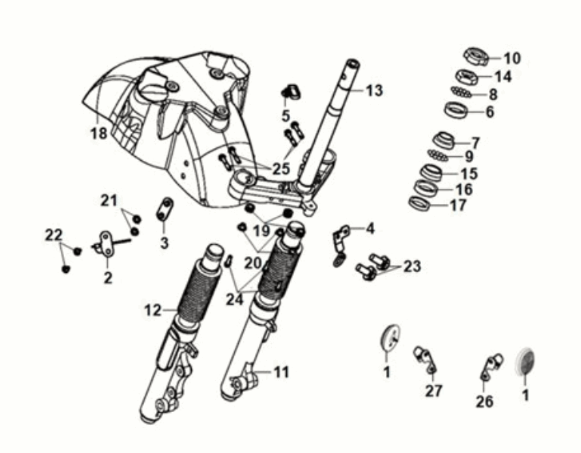 Steering stem - front cushion Sym Fiddle IV 125i AC CBS E5 2020-2021 WHITE (WH-8028P)