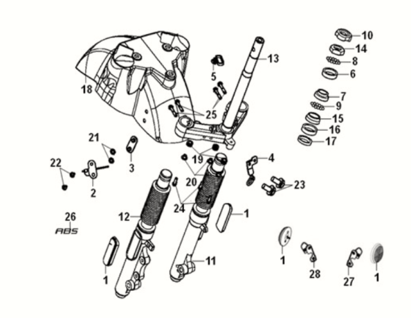 Steering stem - front cushion Sym Fiddle IV 125i LC ABS E5 2020-2021 PETROL GREEN (GN-546U)