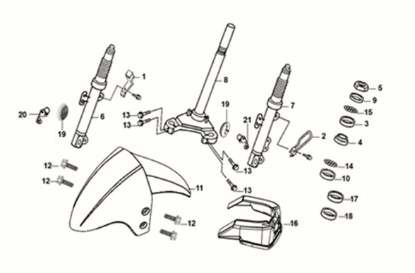 Stelo sterzo - cuscino anteriore Sym X-Pro 50 E5 White (WH-8018P)