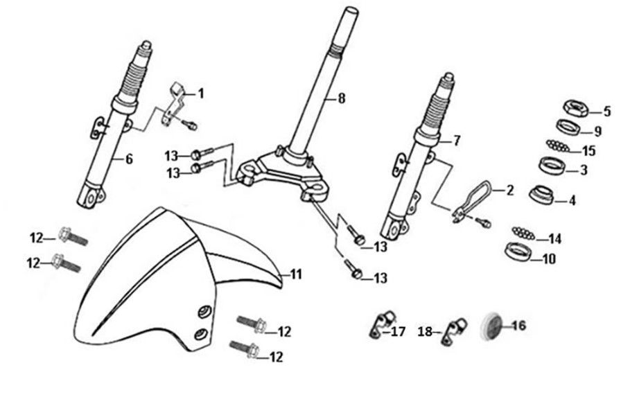 Steering stem front cushion Sym Orbit II 125i E4 JET BLACK (BK-7C)
