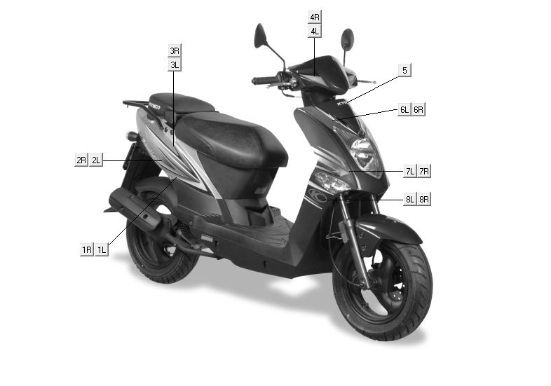 Emblemi - Adesivi - Logo Kymco Agility Fat 12' 4-stroke techno silver