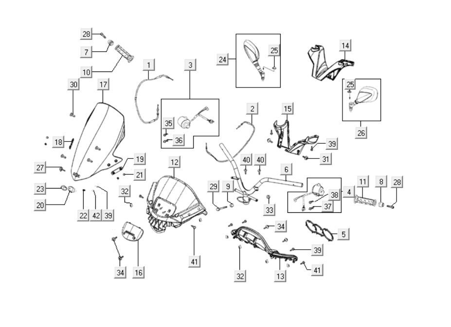 Volante - Coprivolanti - Parabrezza - Specchietti Kymco Downtown 125i