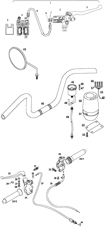 Stuur - handvat - remgrepen - schakelaars Tomos REVIVAL (25-45KMH) (K1-K5)
