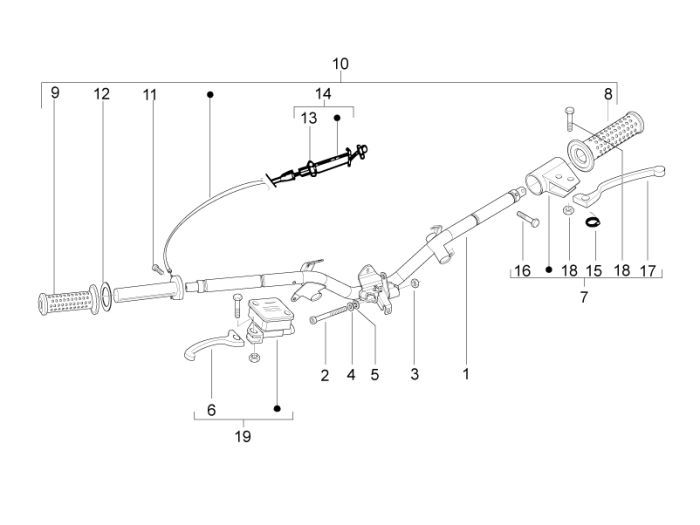 Volante - Cilindro freno - Leve freno - Manopole Piaggio Liberty 50 2 tempi AC