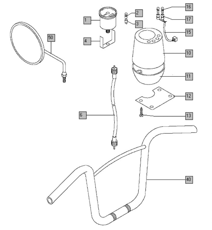 Stuur - teller - spiegel Tomos FLEXER EX (L0-L2)