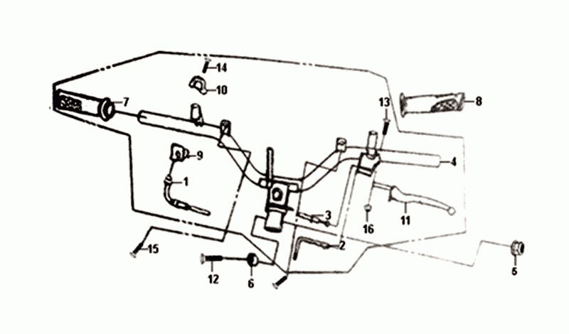 ANGOLO DI STERZO/LEVE FRENO/CAVI Sym Orbit II Euro 4 Mat Grey
