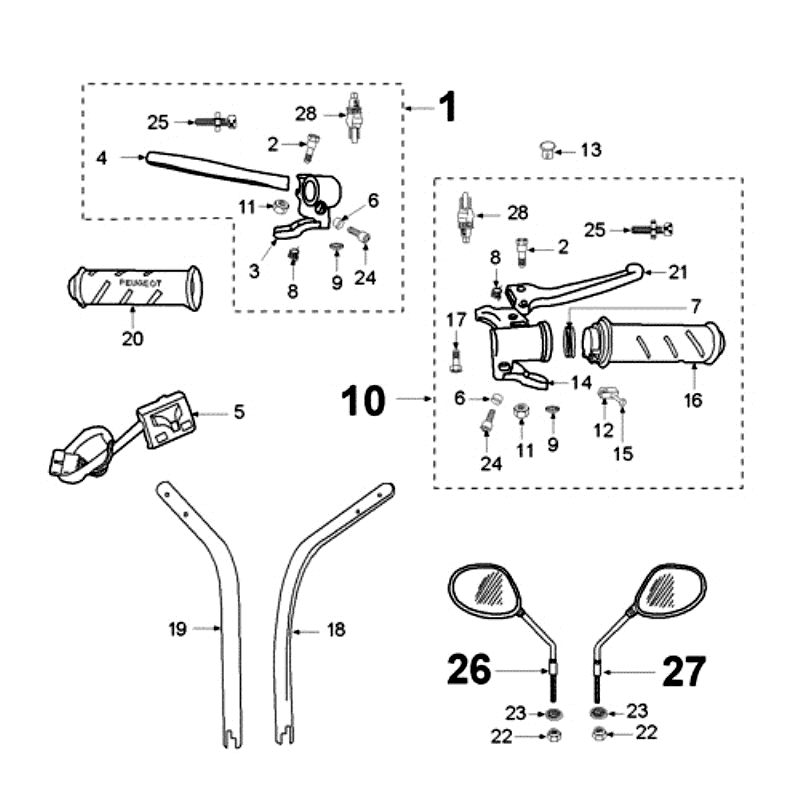 Volante - Copri manubrio Peugeot Vogue neri