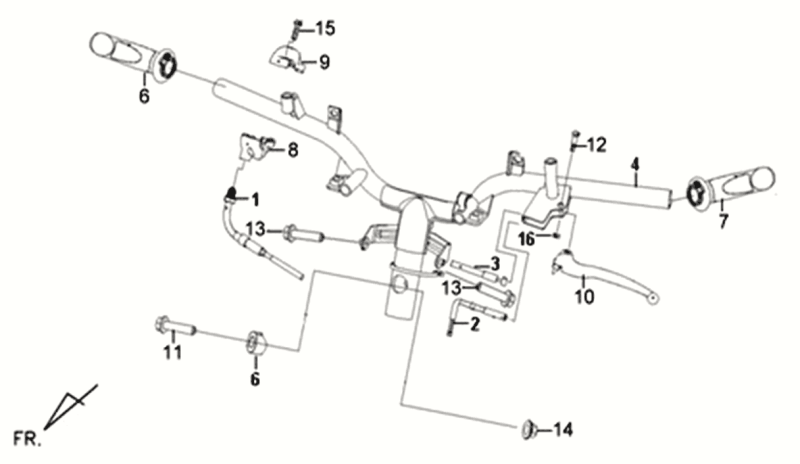 Cavi leva freno manubrio Sym Allo GT (WH006 S882U) bianco argento