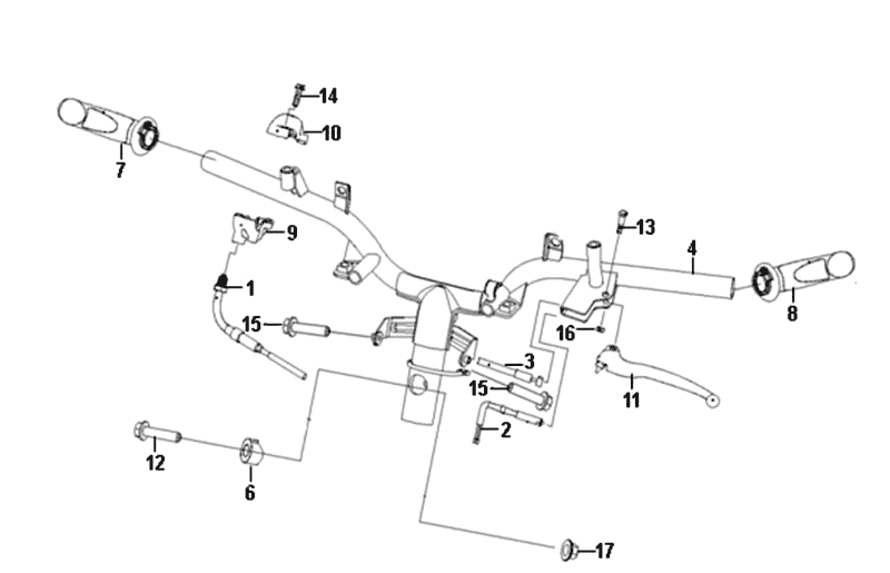 Cavi per leva freno manubrio Sym Fiddle II (BK-7C) grigio ferro
