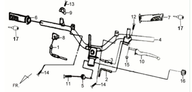 Volante - Manopole - Cavo acceleratore Sym XPRO 50 4 tempi AC Euro 4