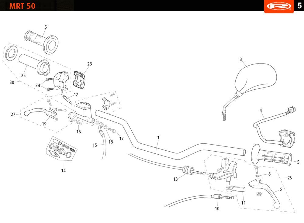 Volante - Componenti dello sterzo - Specchietti Rieju MRT SM nero 2010 2 tempi