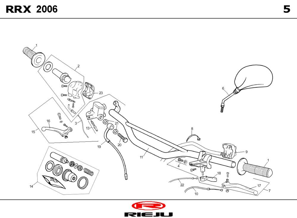 Volante - Componenti dello sterzo - Specchietti Rieju RRX nero 2009 2 tempi