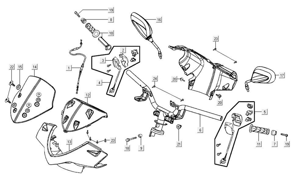 Volante - Copri manubrio - Specchietti - Manopole - Cavi Kymco Agility CITY 16 125