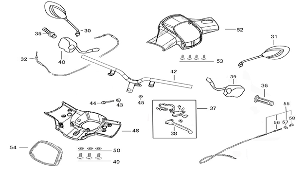 Volante - Parti dello sterzo AGM Star 50 rosso bianco