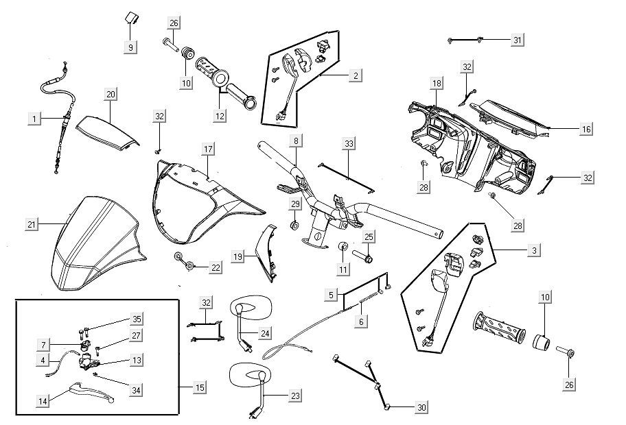 Volante - Componenti sterzo Kymco Agility 16'+ 50i 4 tempi Euro 4 blu opaco