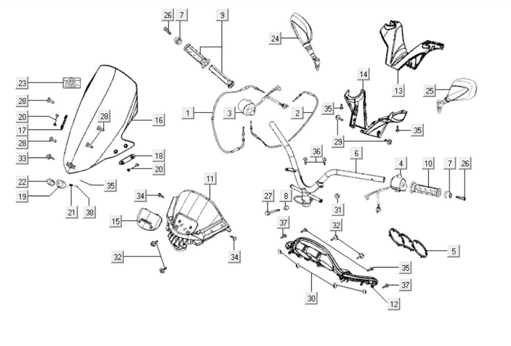 Volante - Componenti sterzo Kymco Downtown 300i bianchi