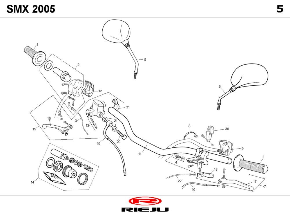 Volante - Componenti sterzo Rieju SMX nero 2006 2 tempi