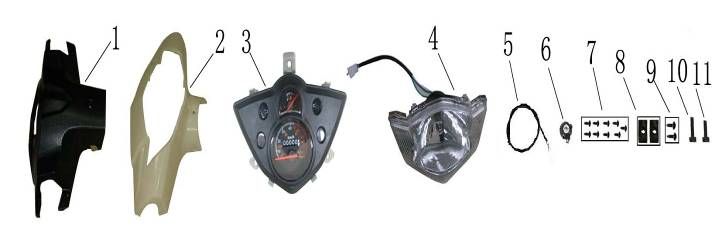 Coperchi sterzo - Contachilometri - Cabina di guida - Faro AGM Fly nero