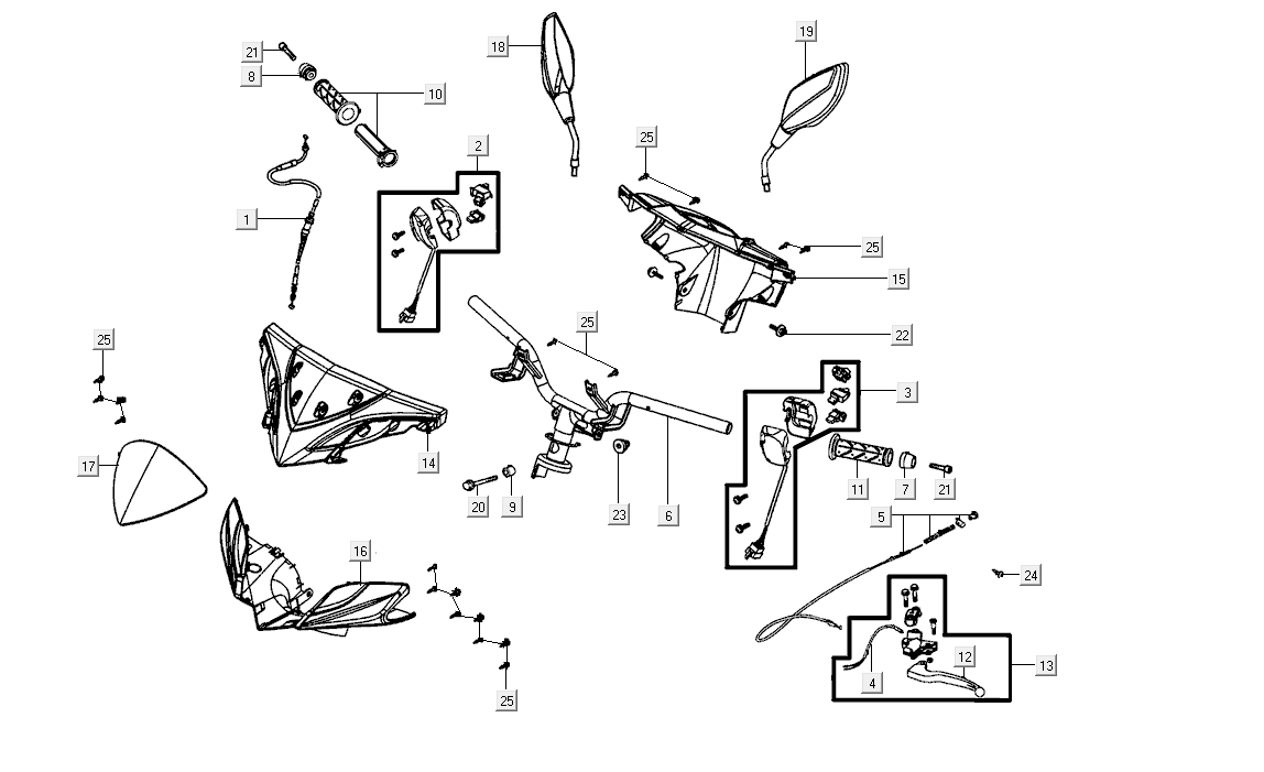 Volante - Componenti dello sterzo - Kymco Super8 Street 50i Euro 4 nero opaco