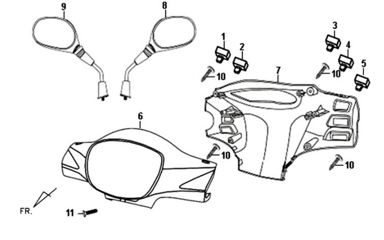 Stuurkappen - stuurschakelaars - spiegels Sym Fiddle II Wit (WH8018P)