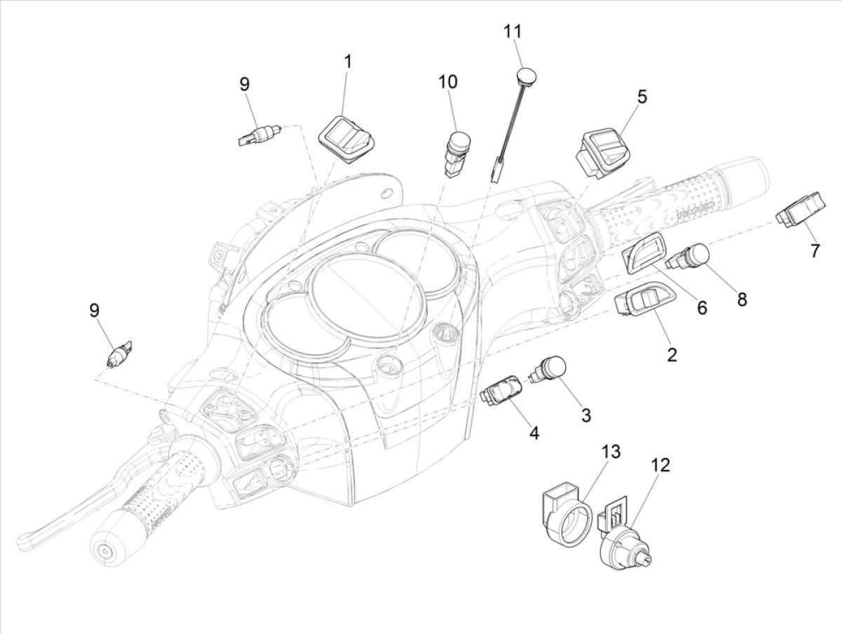 Interruttori al volante Piaggio Beverly 300 IE ABS Euro 4 2016-2020