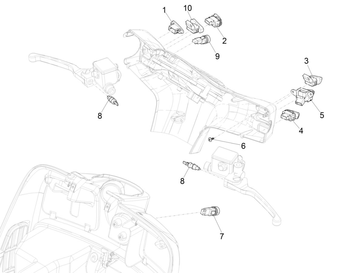 Interruttori al volante Vespa GTS 125 IE ABS Euro 4 2016-2018