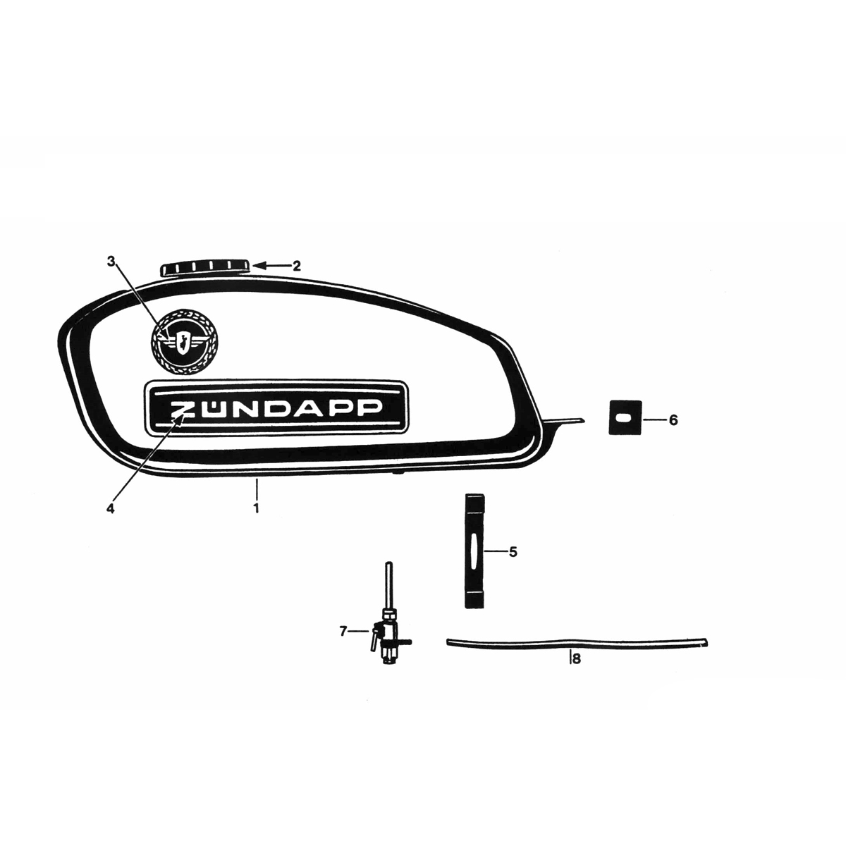 Serbatoio carburante - Rubinetto carburante Zundapp KS 50 350-012 e 014