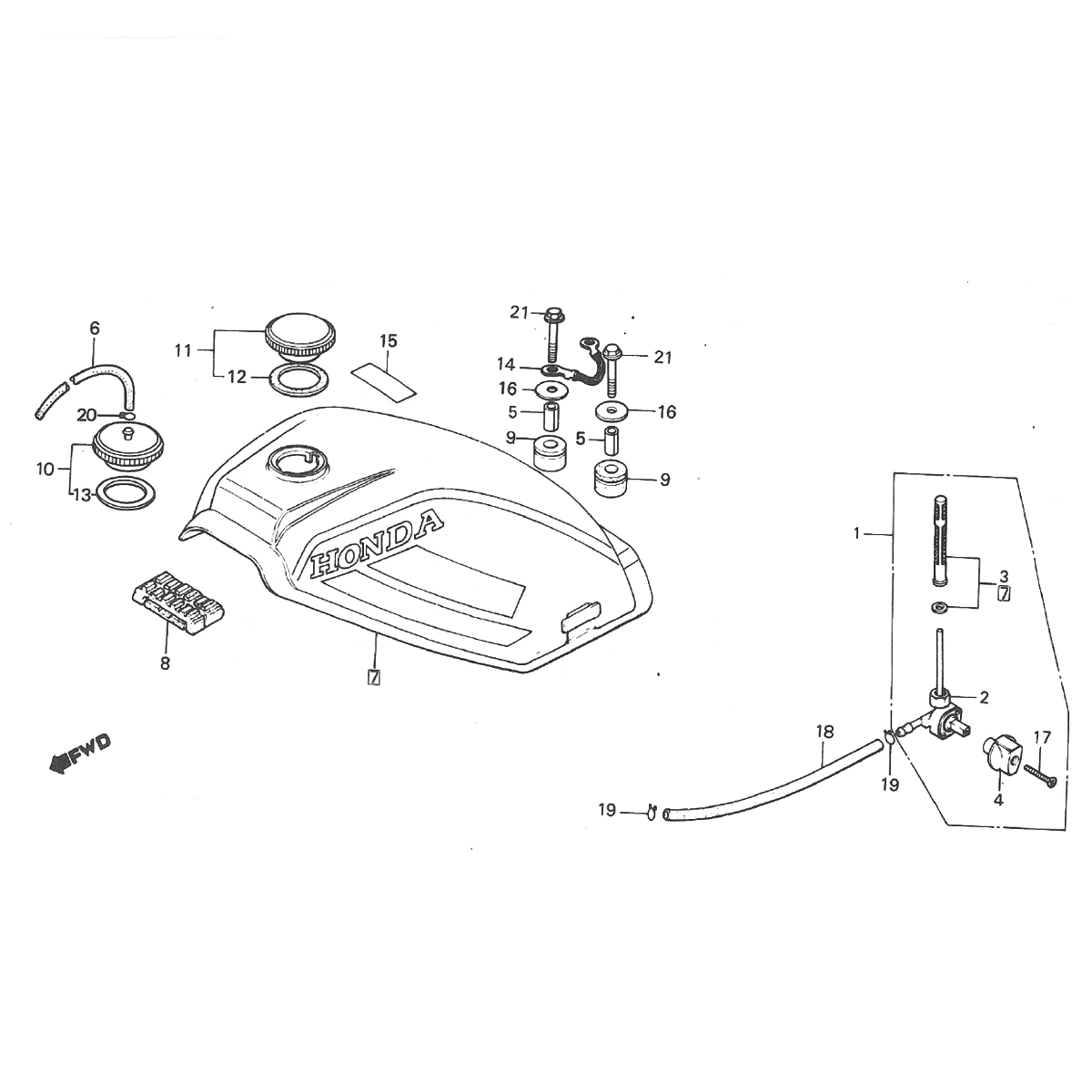 Serbatoio carburante - valvola carburante Honda MT50