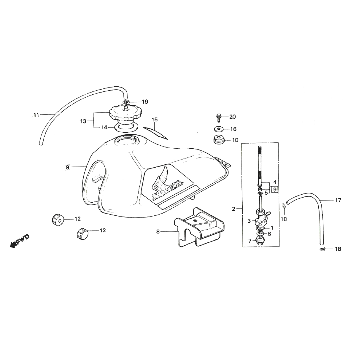 Serbatoio carburante - valvola carburante Honda MTX 50