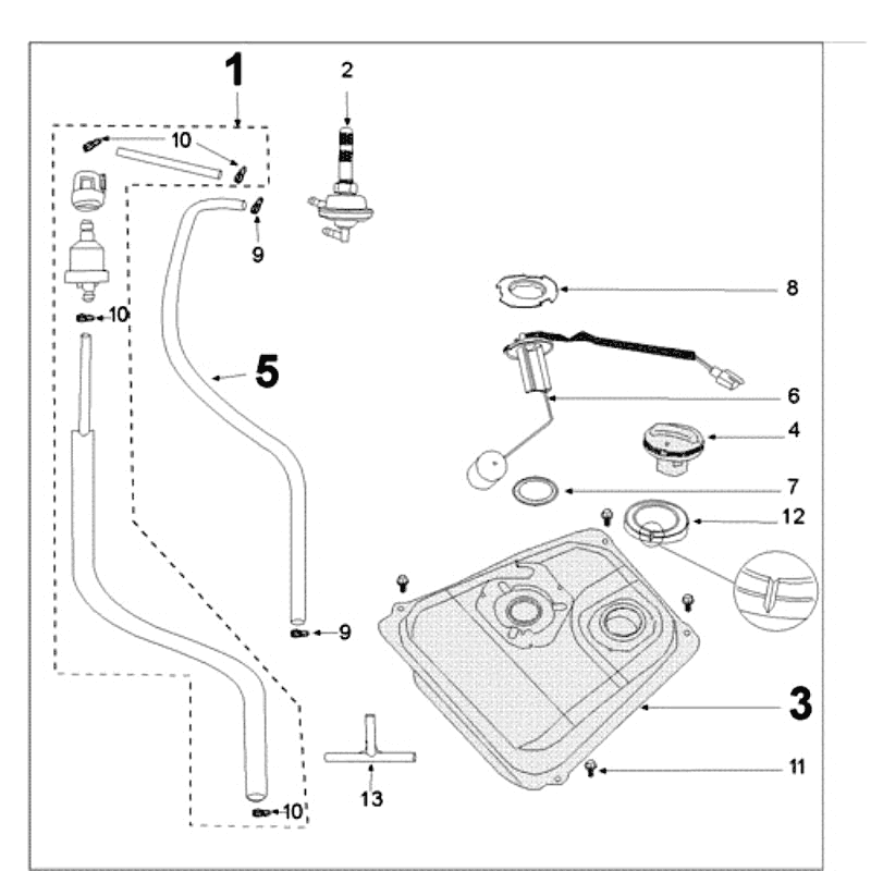 Serbatoio gas - Pompa di benzina - Peugeot Tweet old matgrijs