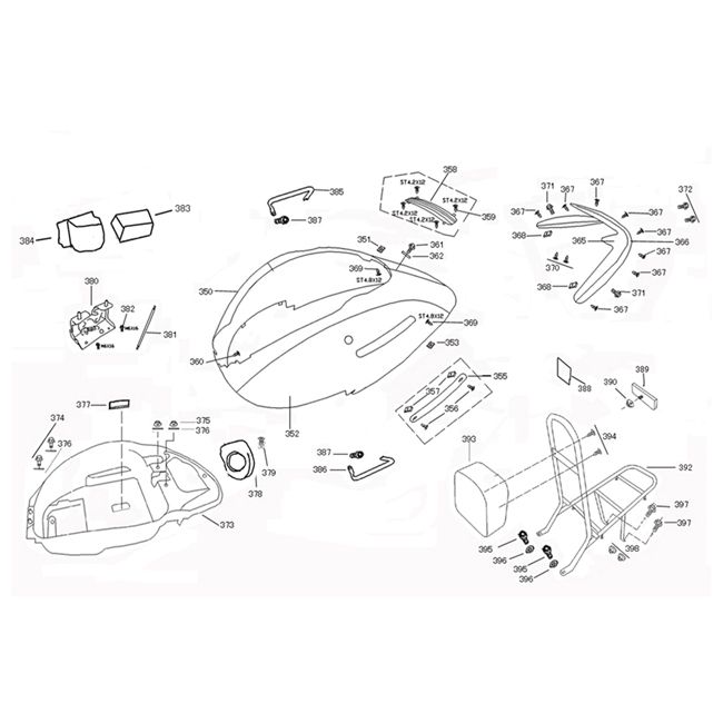 Parabrezza per moto - Portapacchi posteriore China Grande Retro old/ GT2 titanium/ gold