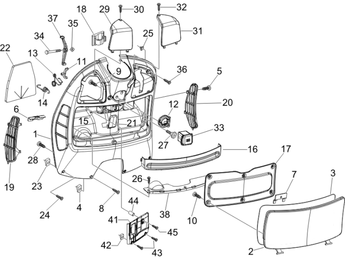 Paragambe Vespa GTS 250 ie 2005-2009 (con ABS) grigio stardust 760/A