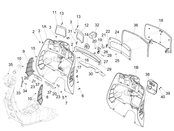 Paragambe Vespa GTS 250 ie 2005-2016 (senza ABS) grigio 738/A