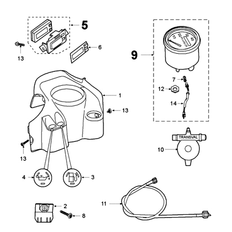 Contachilometri - Cabina di guida con dado M10 X 1,00 Peugeot Fox Deluxe nero