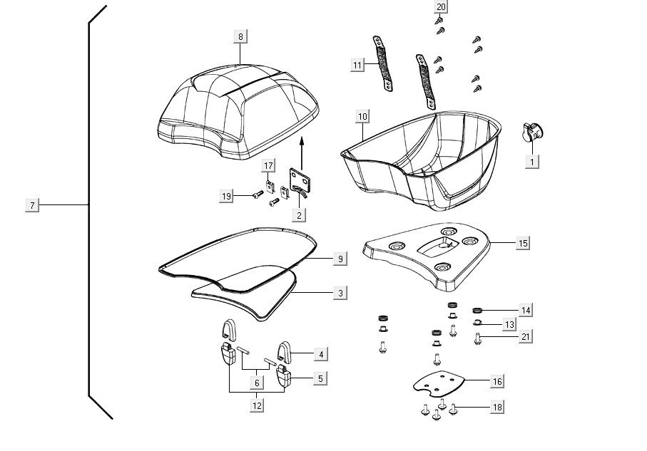 Bauletto Kymco Agility 16+ 200i in argento metallizzato opaco