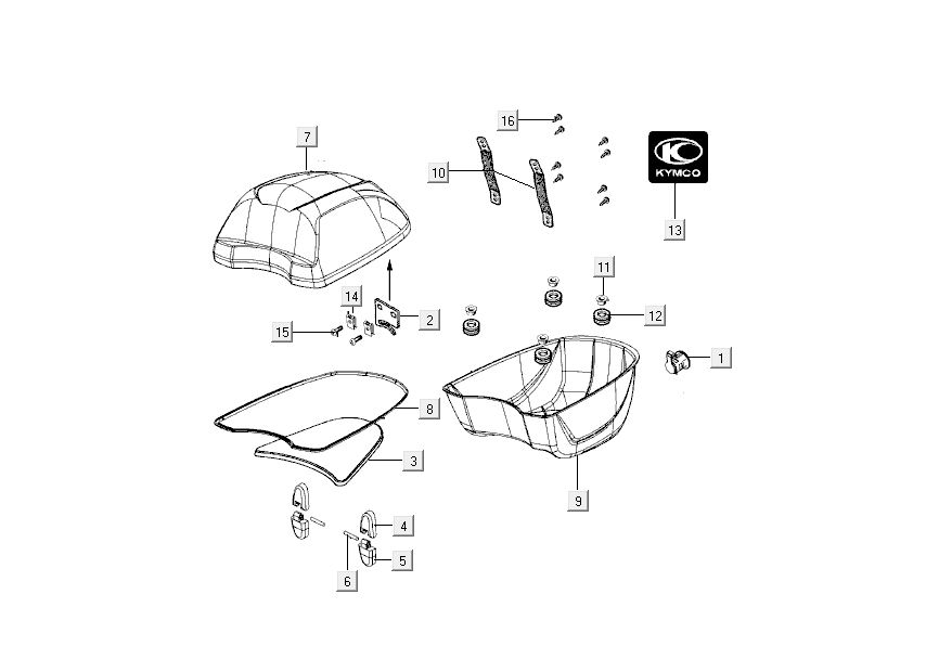 Bauletto Kymco Like TT 4 tempi diamantato bianco