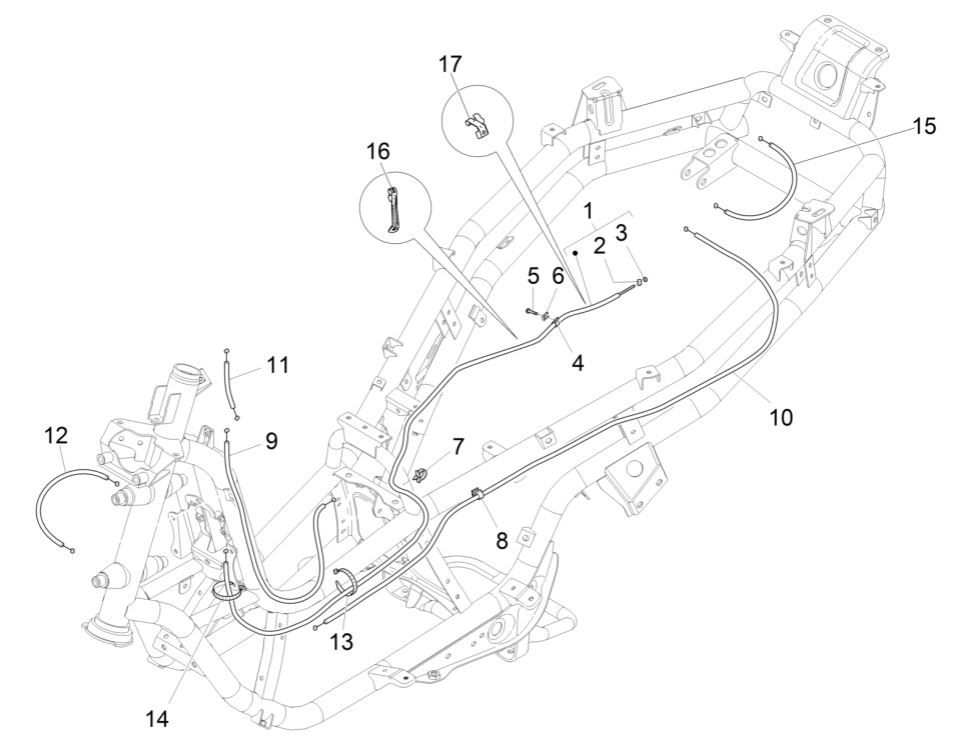 Cavi freno - Cavo valvola serbatoio Piaggio MP3 300 ie LT Business - Sport (con e senza ABS) 2016-2018