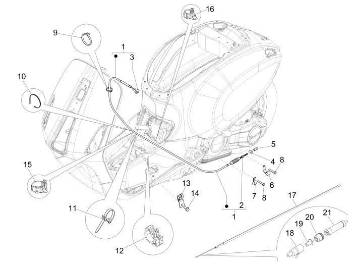 Cavi AC 2 tempi per Vespa Sprint 50