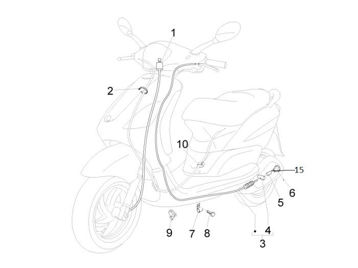 Cavo tachimetro - Cavo freno posteriore Piaggio New Fly 4 tempi 2V