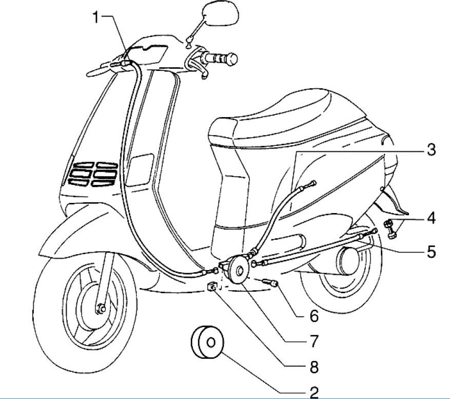 Cavo acceleratore - Cavo freno posteriore Piaggio Zip RST 50 2 tempi AC
