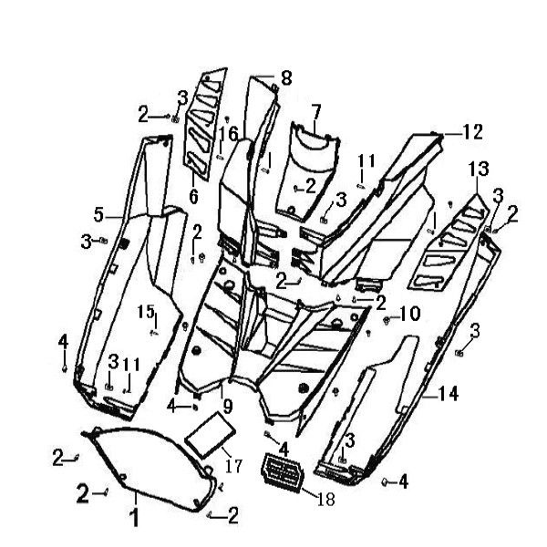 Pedana - Underspoiler Generic Xor 50 2 tempi 2006 argento