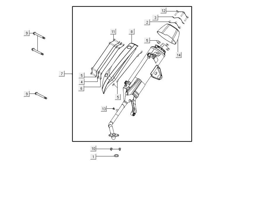Scarico Kymco Agility 16+ 125 blu chiaro metallizzato opaco