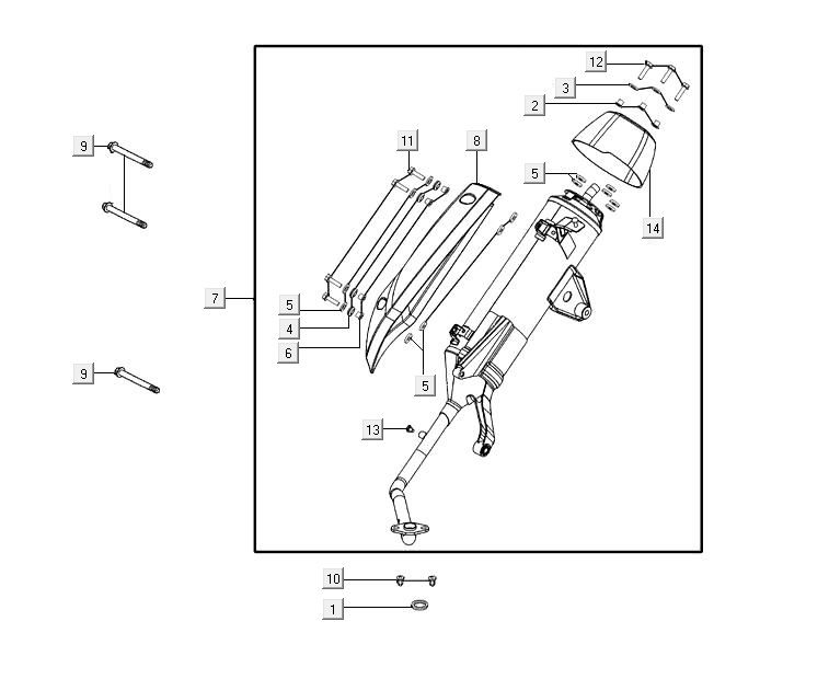 Scarico Kymco Agility 16+ 125 in argento metallizzato opaco