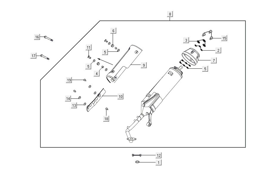 Scarico Kymco Agility 16'+ 4 tempi nero lucido