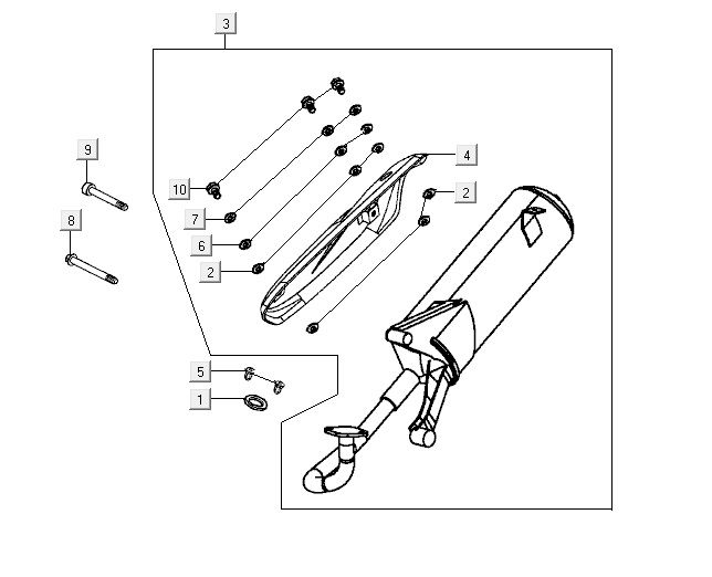 Scarico Kymco Vitality 50 4 tempi AC diamantato nero