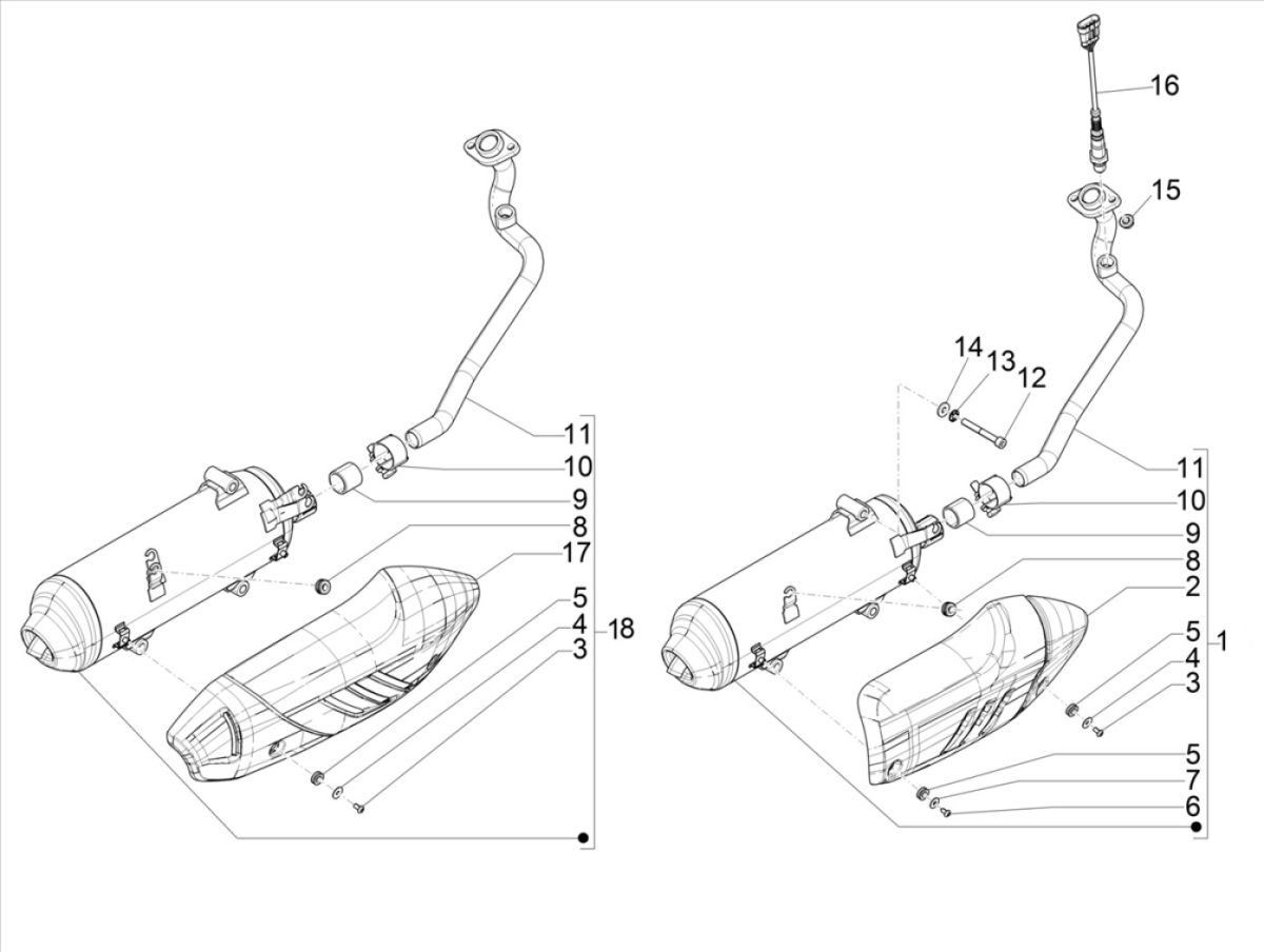 Scarico Piaggio Medley 125 IE ABS Euro 4 2016-2019